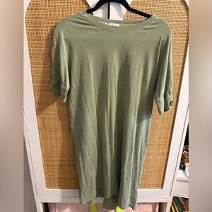 Zara Button Sleeve Olive Everyday T-Shirt Dress